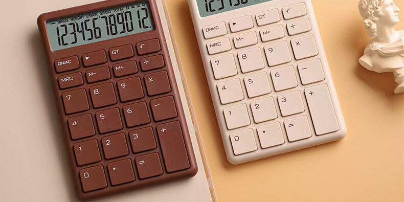 12 Digits Chocolate Portable Electronic General Purpose Calculator for Office