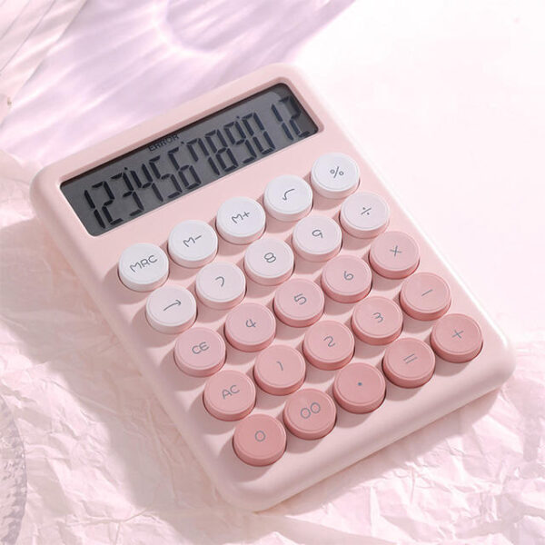 Cute Colorful Candy Portable Desk Calculator – Typewriter-Inspired with Round Buttons