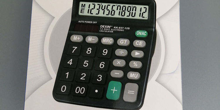 12 Digit Dual Power Calculator – Solar & AA Battery Powered for Office Use