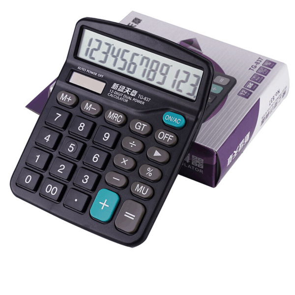 Desktop Calculator with Dual Power (Solar & Battery) for Office & Finance Use