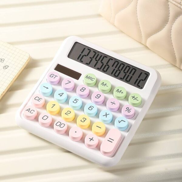 Macaroon Color Cute Desktop Calculator – Mechanical Buttons, PS Material, Battery Powered