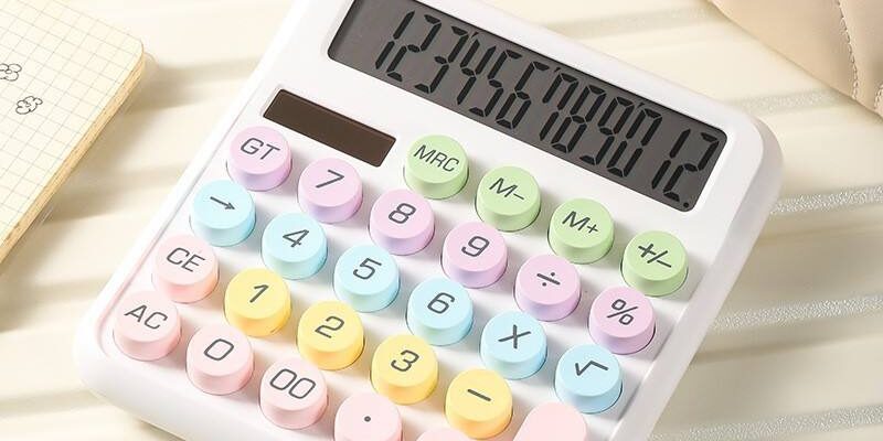 Macaroon Color Cute Desktop Calculator – Mechanical Buttons, PS Material, Battery Powered