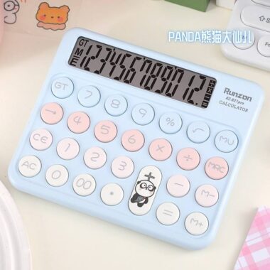 Macaroon Color Cute Desktop Calculator – Mechanical Buttons, PS Material, Battery Powered