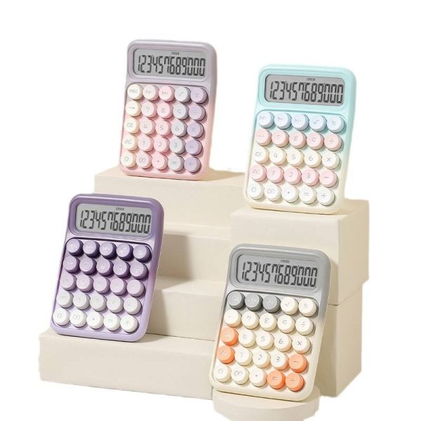 Macaroon Color Cute Desktop Calculator – Mechanical Buttons, PS Material, Battery Powered for Office Use (5) Macaroon Color Cute Desktop Calculator – Mechanical Buttons, PS Material, Battery Powered