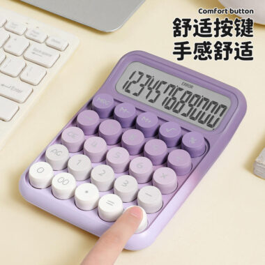 Macaroon Color Cute Desktop Calculator – Mechanical Buttons, PS Material, Battery Powered