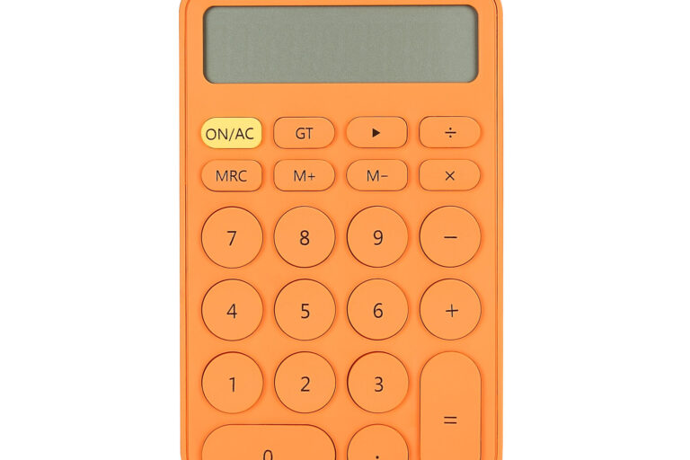 Mechanical 12 Digit Candy Colored Calculator – Large LCD Display, Big Round Buttons